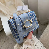 Women's Wide Strap Shoulder Bag Chain Messenger Crossbody Purse