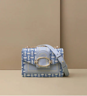 Women's Wide Strap Shoulder Bag Chain Messenger Crossbody Purse