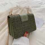 Wide Strap Shoulder Bag Chain Messenger Crossbody Bag
