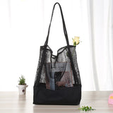 Eco Friendly Cotton Canvas Beach Bag Mesh Tote Ladies Summer Net Beach Shoulder