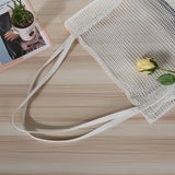 Eco Friendly Cotton Canvas Beach Bag Mesh Tote Ladies Summer Net Beach Shoulder
