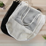 Eco Friendly Cotton Canvas Beach Bag Mesh Tote Ladies Summer Net Beach Shoulder