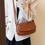 Leather Women Messenger Crossbody Bag Flap