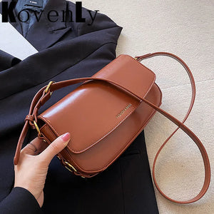 Leather Women Messenger Crossbody Bag Flap