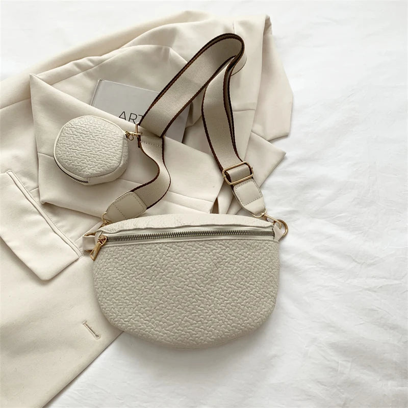 Women's Waist Bag Chest Bag PU Leather Fanny Pack 2Piece Messenger Shoulder Bag