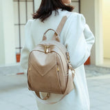 Soft Leather PU Backpack for Women Large Capacity Travel Schoolbag