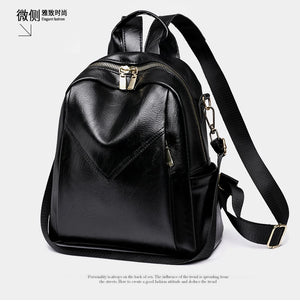 Soft Leather PU Backpack for Women Large Capacity Travel Schoolbag