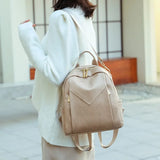 Soft Leather PU Backpack for Women Large Capacity Travel Schoolbag