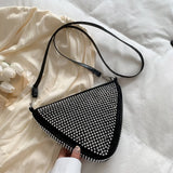 Triangle Rhinestones Shoulder Bag Women Girl Zipper Shopping Messenger Handbag