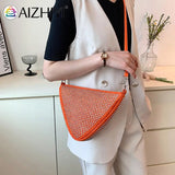 Triangle Rhinestones Shoulder Bag Women Girl Zipper Shopping Messenger Handbag