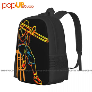 Trombone Psychedelic Backpack Large Capacity School Creative Gym Tote Bag