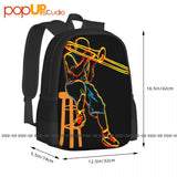Trombone Psychedelic Backpack Large Capacity School Gym Tote Bag