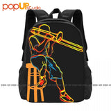 Trombone Psychedelic Backpack Large Capacity School Gym Tote Bag