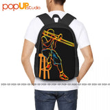 Trombone Psychedelic Backpack Large Capacity School Gym Tote Bag