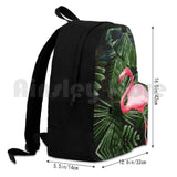 Flamingo & Palm Tree Leaves Green Outdoor Hiking Backpack