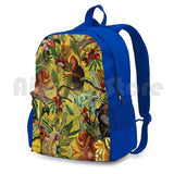 Tropical Monkey Jungle Pattern-Yellow Hiking Backpack
