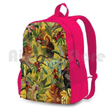 Tropical Monkey Jungle Pattern-Yellow Hiking Backpack