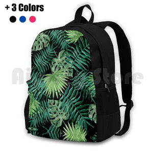 Outdoor Hiking Backpack with Tropical Palm Fronds and Ferns