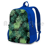 Outdoor Hiking Backpack with Tropical Palm Fronds and Ferns