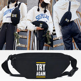 Tryagain Letter Printing Waist Bags Men and Women Chest Pack