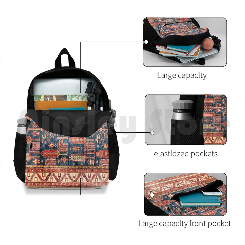 Outdoor Hiking Backpack Riding Climbing Sports Bag Carpet Pattern Texture Wool B
