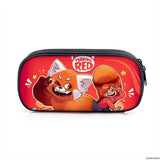 Red Pencil Case Student Penbag Boy Girl Zip Cosmetic Bags