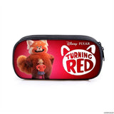 Red Pencil Case Student Penbag Boy Girl Zip Cosmetic Bags