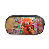 Red Pencil Case Student Penbag Boy Girl Zip Cosmetic Bags