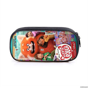 Red Pencil Case Student Penbag Boy Girl Zip Cosmetic Bags