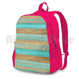 Turquoise Brown Glitter Stripes Art Outdoor Hiking Backpack