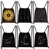 Constellations Drawstring Bag Women Daypack Portable Backpack