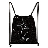 Constellations Zodiac Sign Backpack for Girls Galaxy Drawstring Bag