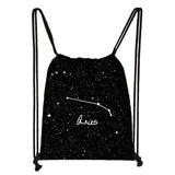 Constellations Zodiac Sign Backpack for Girls Galaxy Drawstring Bag