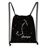 Constellations Zodiac Sign Backpack for Girls Galaxy Drawstring Bag