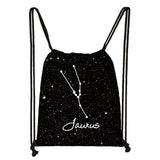 Constellations Zodiac Sign Backpack for Girls Galaxy Drawstring Bag