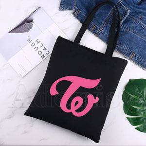 Twice Tote Bag Shopping Print Unisex Travel Canvas Bags Eco