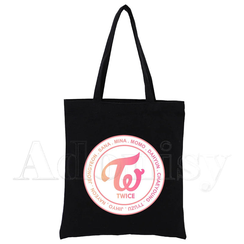 Twice Tote Bag Shopping Print Unisex Travel Canvas Bags Eco