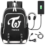 Twice Star Rucksack Backpack Bag w/ USB Port Teenagers Student School Bags