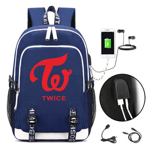 Twice Star Rucksack Backpack Bag w/ USB Port Teenagers Student School Bags