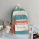 Canvas Patchwork Girls Backpack Urban School Bag Female Students Lightweight Lad