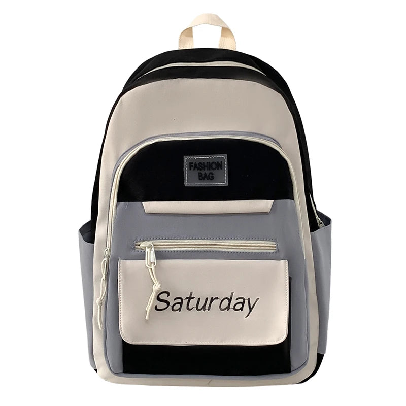 Canvas Patchwork Girls Backpack Urban School Bag Female Students Lightweight Lad