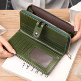 Women's Two Fold Long Wallet PU Wrist Bag Clutch Wallets