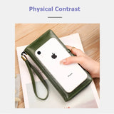 Women's Two Fold Long Wallet PU Wrist Bag Clutch Wallets