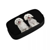 Happy Maltese Dogs Zipper Pen Bag Student School Anime Stationery Gift
