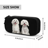 Happy Maltese Dogs Zipper Pen Bag Student School Anime Stationery Gift