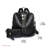 Two-Piece Set Large Bags with Pockets Multipurpose PU Leather School Bags