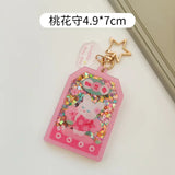 Acrylic Mobile Phone Bag Pendant Key Ring Bell Keychain Blessing Health Rich