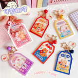 Acrylic Mobile Phone Bag Pendant Key Ring Bell Keychain Blessing Health Rich