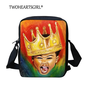 Twoheartsgirl African American King Messenger Bag Mini Crossbody Purse