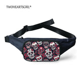 Twoheartsgirl Skull Printed Waist Packs Belt Bag Punk Style Fanny Pack